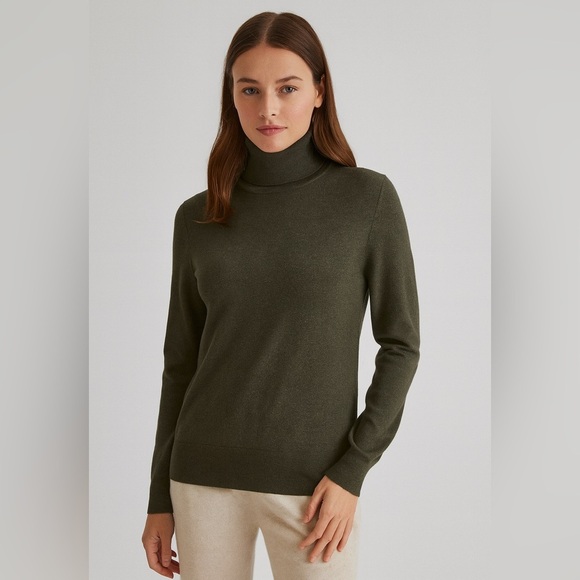 AYR olive green ribbed turtleneck sweater size XL classic preppy old money - Picture 1 of 10